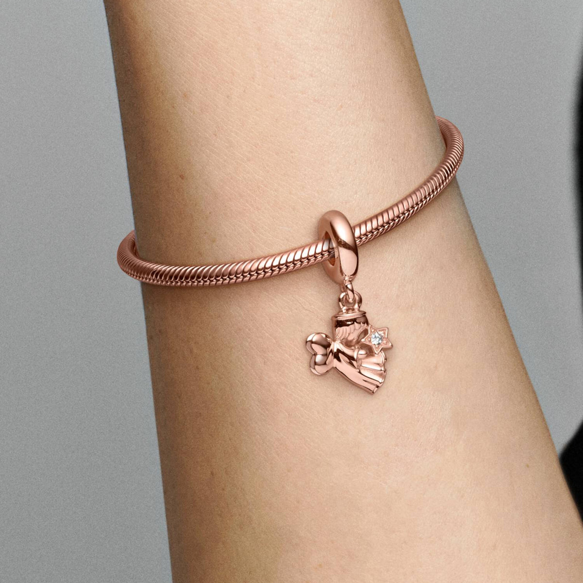 ROSE Charm Anhänger Engel rosévergoldet, Zirkonia