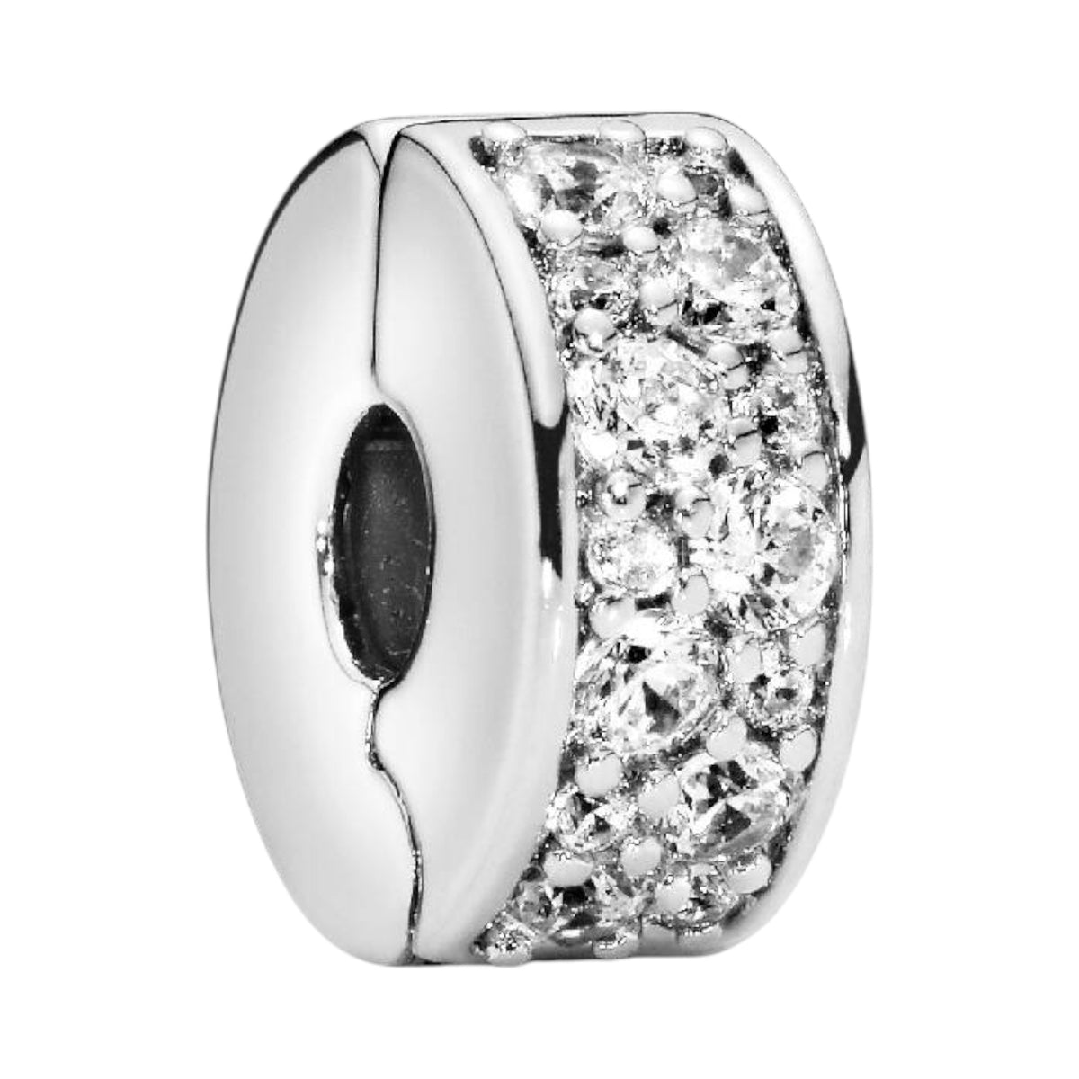 Clip / Stopper Silber Pave-Glanz weiss