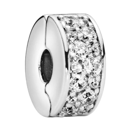 Clip / Stopper Silber Pave-Glanz weiss