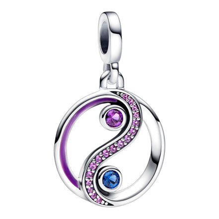 ME Dangle Medaillon Yin & Yang silber, lila und blau