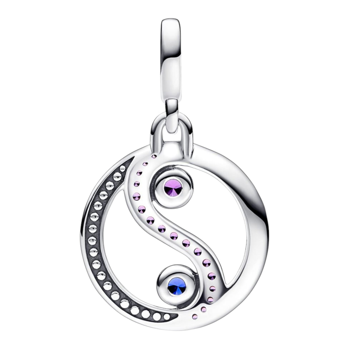 ME Dangle Medaillon Yin & Yang silber, lila und blau