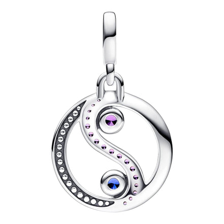 ME Dangle Medaillon Yin & Yang silber, lila und blau