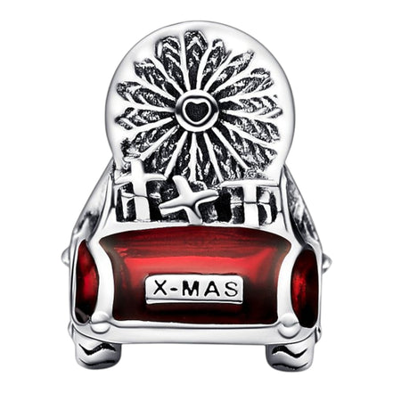 Charm Moments Auto mit Weihnachtsbaum Silber, Emaille