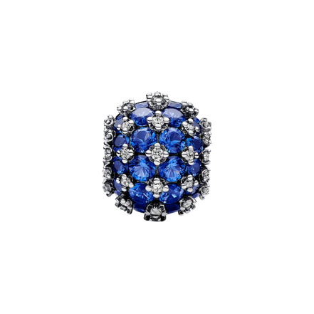 MOMENTS Charm Rund Pavé Blau