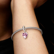 MOMENTS Charm Herz rosa mit Stammbaum