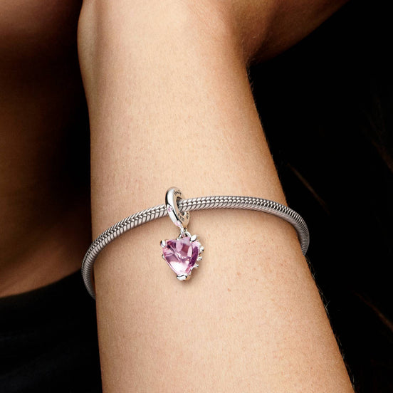 MOMENTS Charm Herz rosa mit Stammbaum