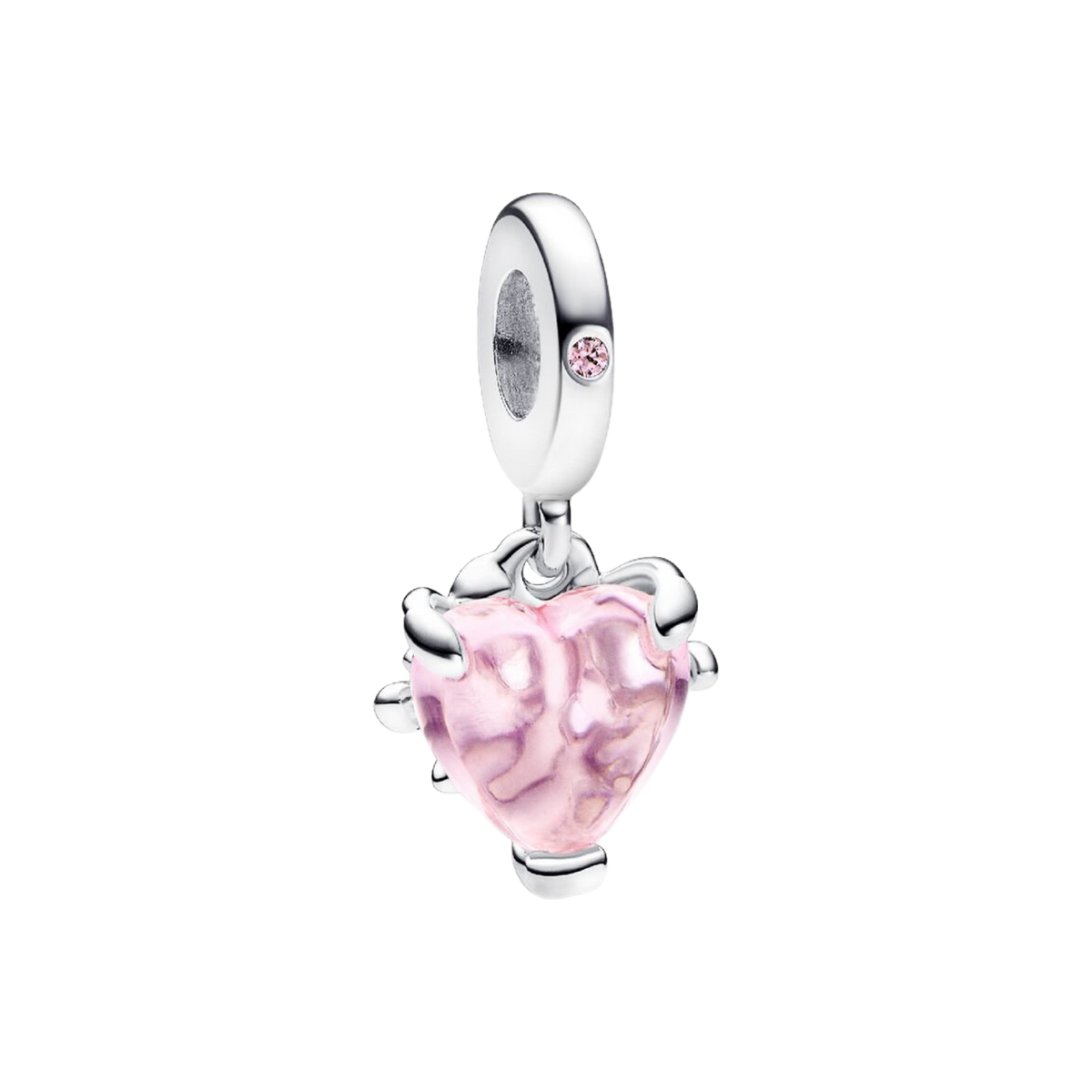 MOMENTS Charm Herz rosa mit Stammbaum