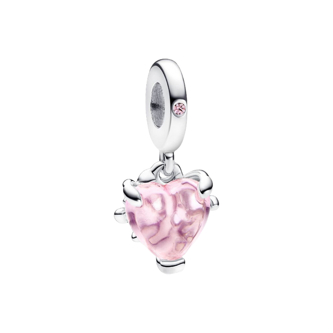 MOMENTS Charm Herz rosa mit Stammbaum