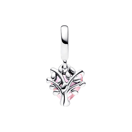 MOMENTS Charm Herz rosa mit Stammbaum