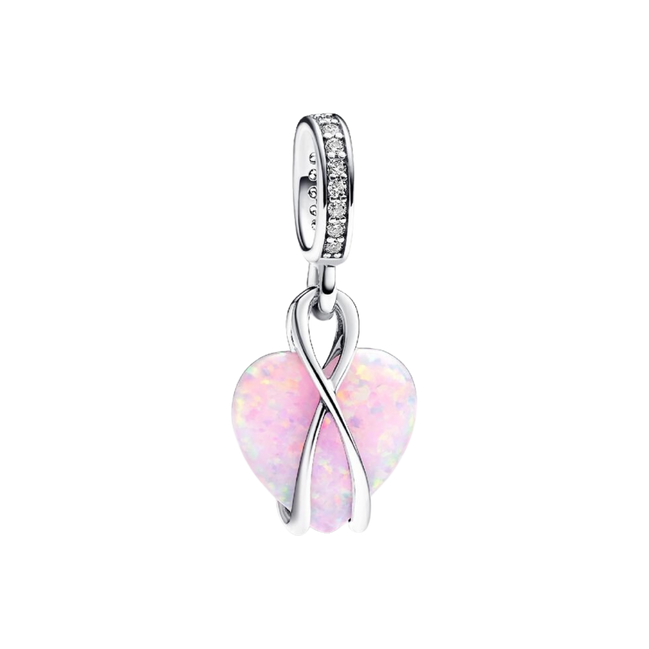 MOMENTS Charm Mum Herz mit pinken Opal