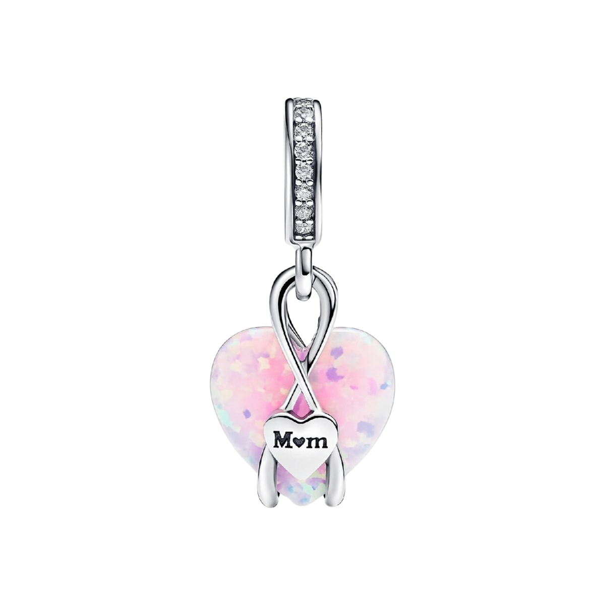 MOMENTS Charm Mum Herz mit pinken Opal