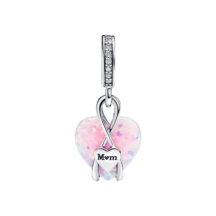 MOMENTS Charm Mum Herz mit pinken Opal