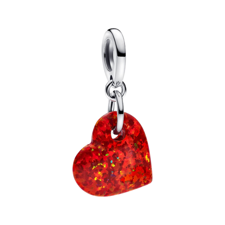 MOMENTS Charm rotes Herz Opal
