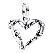 Charm Stacheldrahtherz Medallion silber