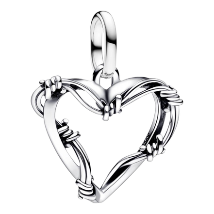 Charm Stacheldrahtherz Medallion silber