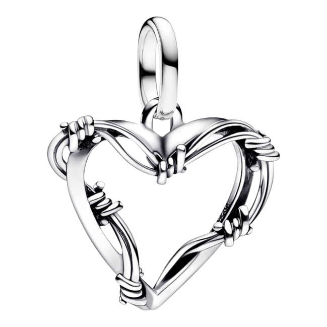 Charm Stacheldrahtherz Medallion silber