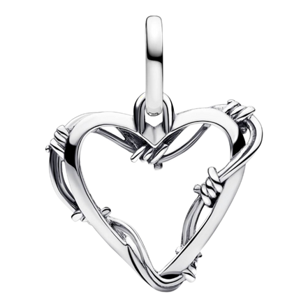 Charm Stacheldrahtherz Medallion silber