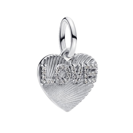 MOMENTS Charm Love Herz Gravierbar Silber