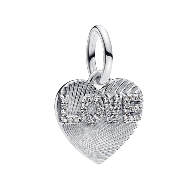 MOMENTS Charm Love Herz Gravierbar Silber