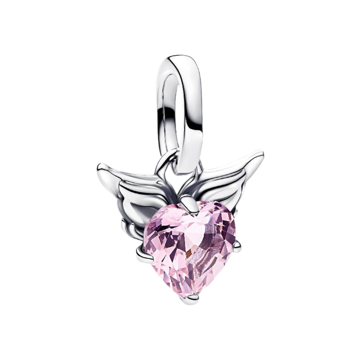 Rosa Herz Charm-Anhänger mit Flügeln
