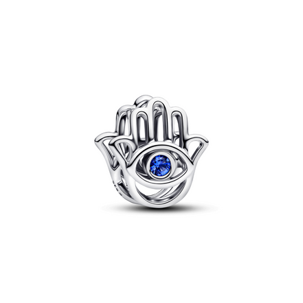 MOMENTS Charm Hamsa Hand blau silber