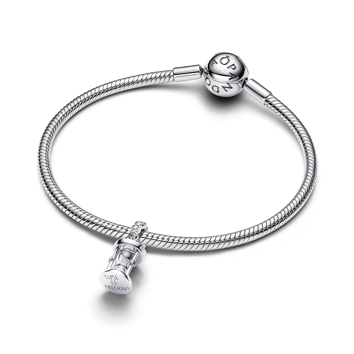 MOMENTS Charm-Anhänger Sanduhr silberfarben Zirkonia