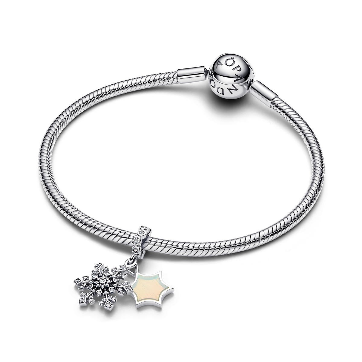 MOMENTS Charm-Anhänger Schneeflocke silberfarben