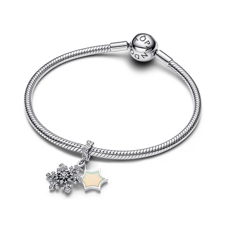 MOMENTS Charm-Anhänger Schneeflocke silberfarben