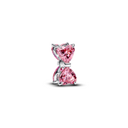 MOMENTS Charm Schleife silberfarben pink Zirkonia