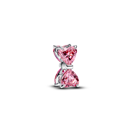 MOMENTS Charm Schleife silberfarben pink Zirkonia
