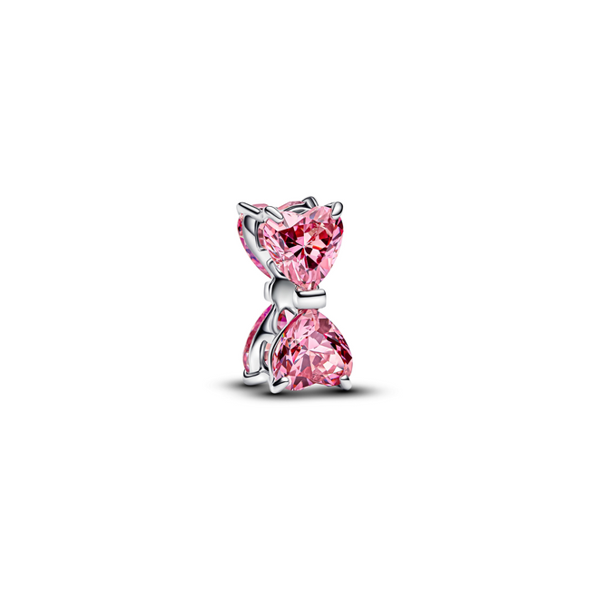 MOMENTS Charm Schleife silberfarben pink Zirkonia