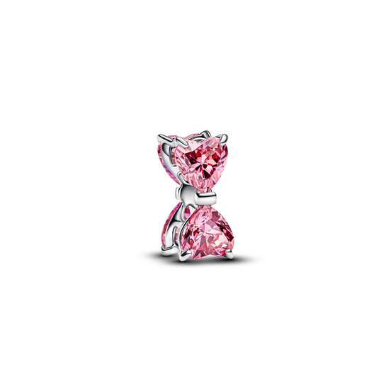 MOMENTS Charm Schleife silberfarben pink Zirkonia