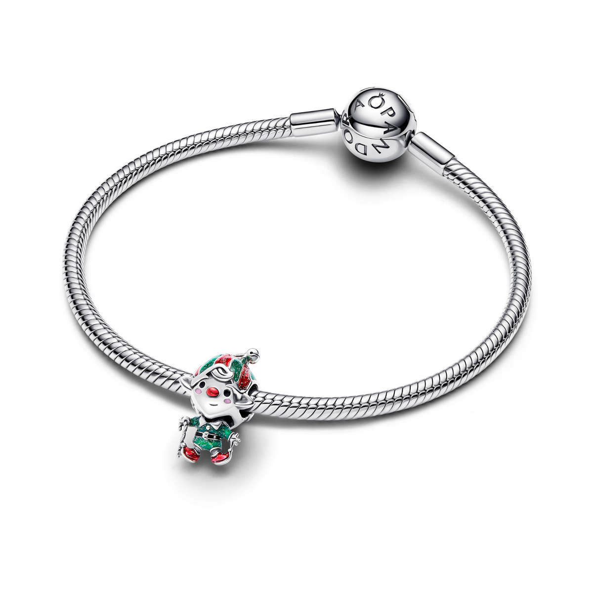 MOMENTS Charm Weihnachtself silberfarben