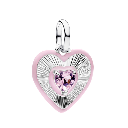 ME Charm strahlendes Herz pink silberfarben
