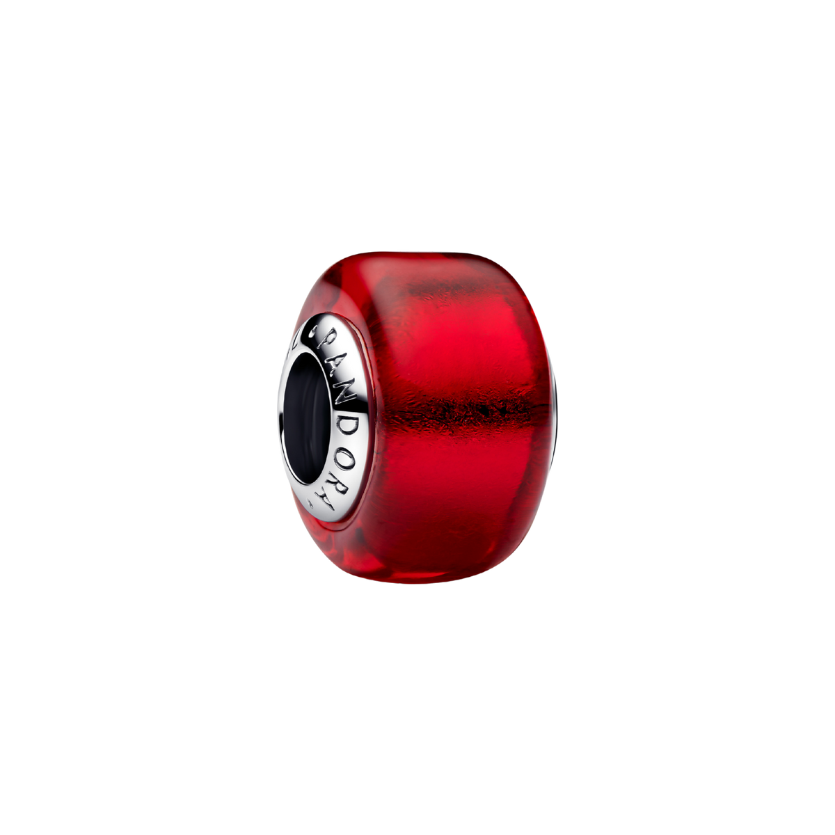 Charm rotes Murano Glas silberfarben