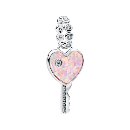 Charm-Anhänger Herz-Schlüssel silberfarben