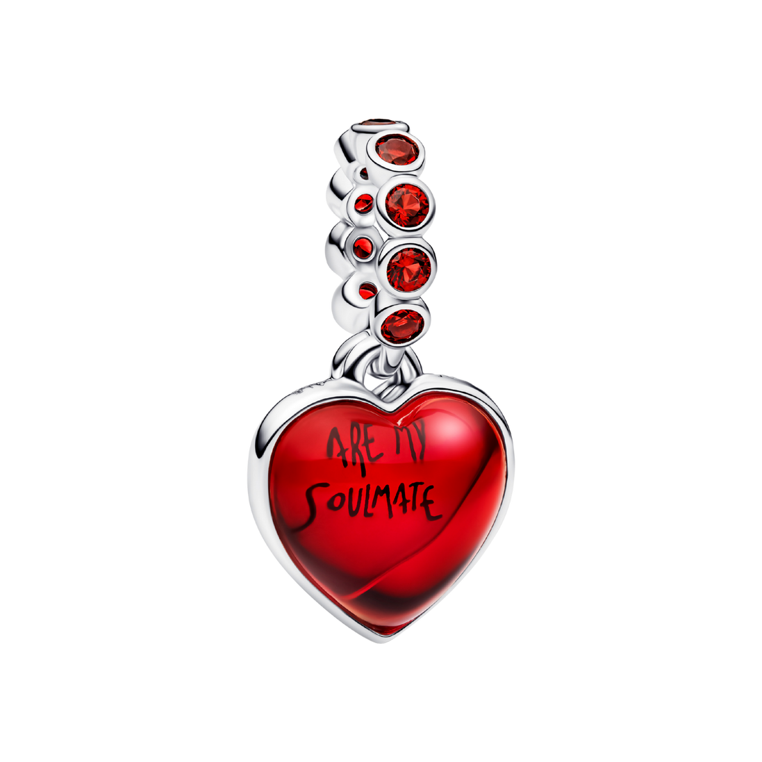 Charm-Anhänger rotes Herz silberfarben