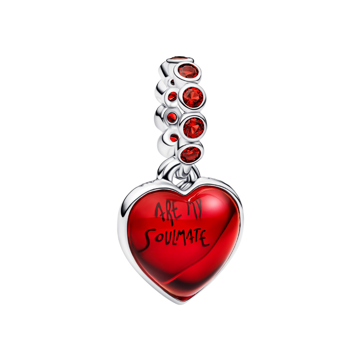 Charm-Anhänger rotes Herz silberfarben