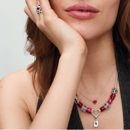 MOMENTS Charm Herz Zirkonia rot