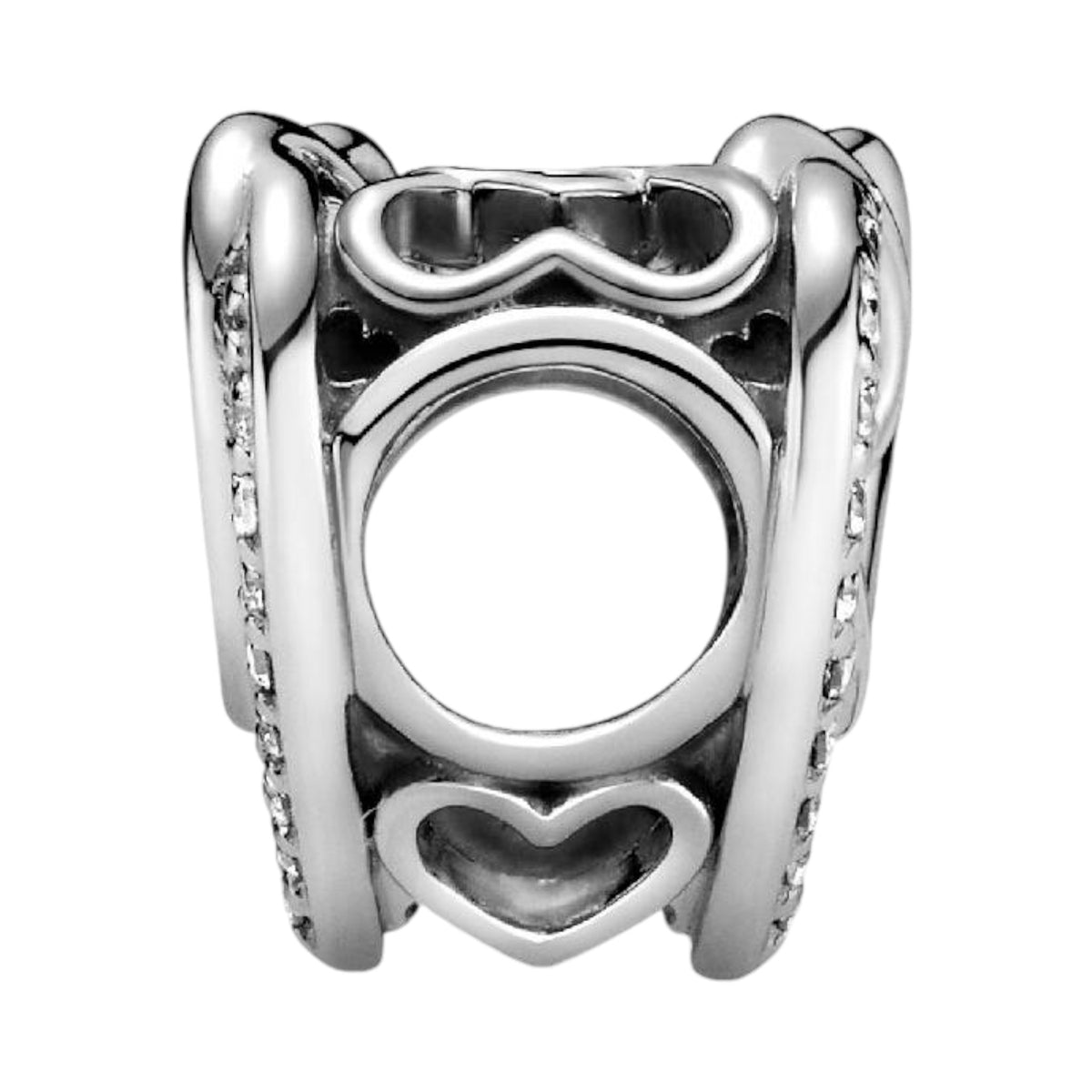 Charm Glitzerndes gewundenes Herz Silber