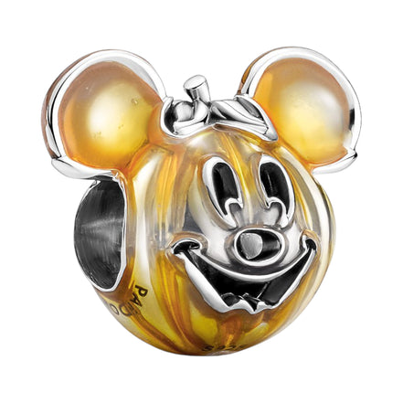DISNEY Charm Mickey Maus Kürbis silber, orange Emaille
