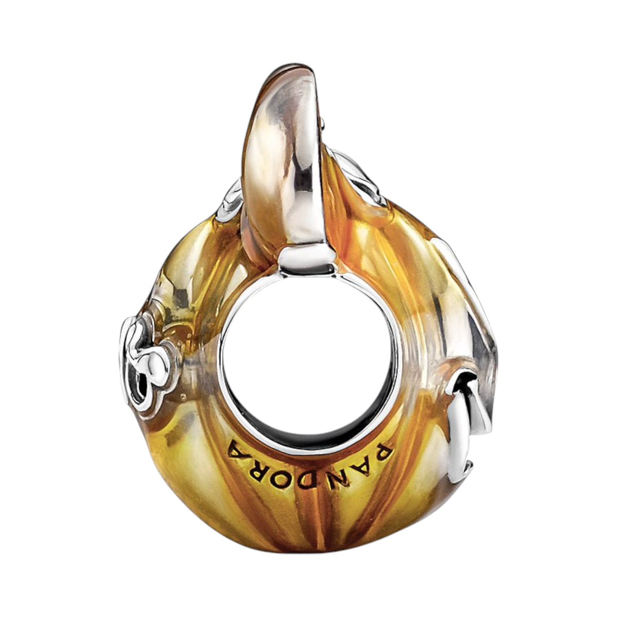 DISNEY Charm Mickey Maus Kürbis silber, orange Emaille