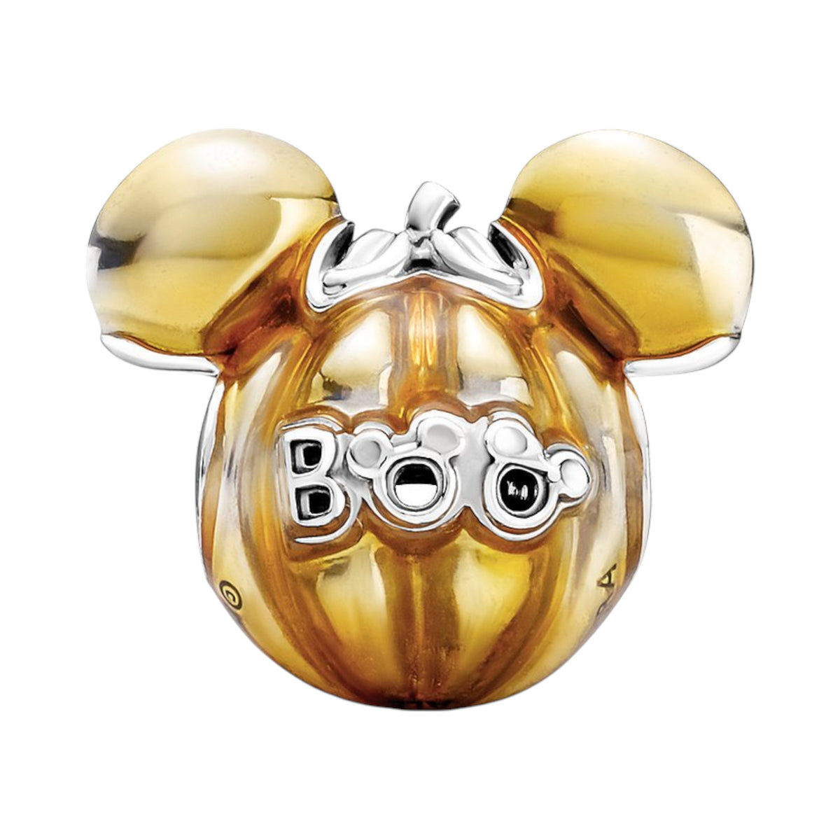 DISNEY Charm Mickey Maus Kürbis silber, orange Emaille