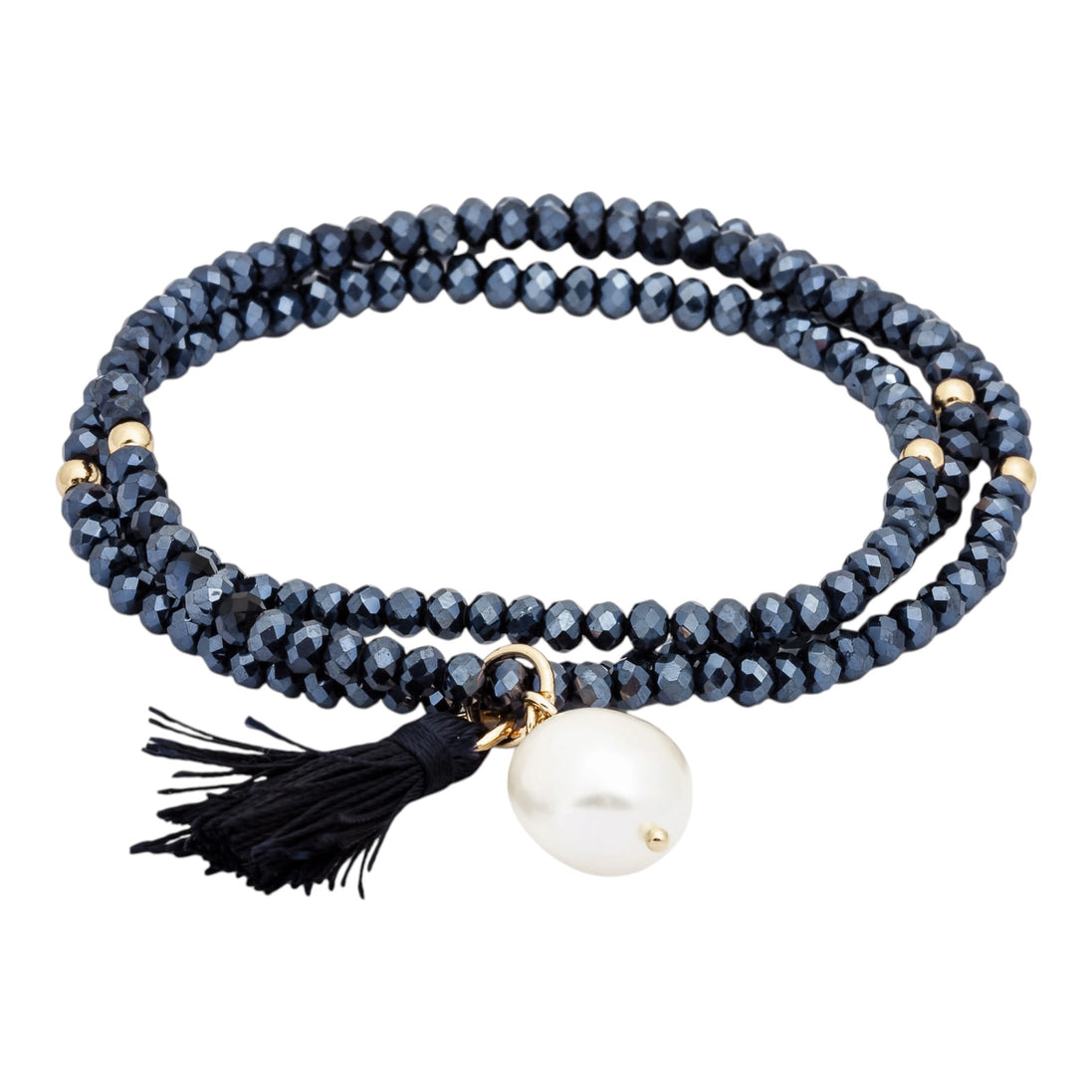 Armband mit Perle dunkelblau goldfarben
