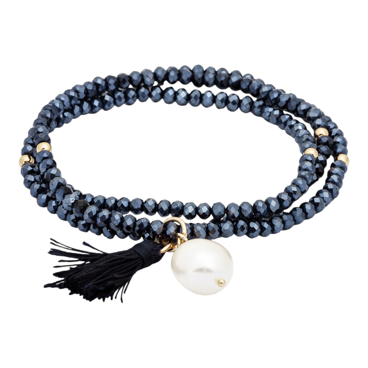 Armband mit Perle dunkelblau goldfarben