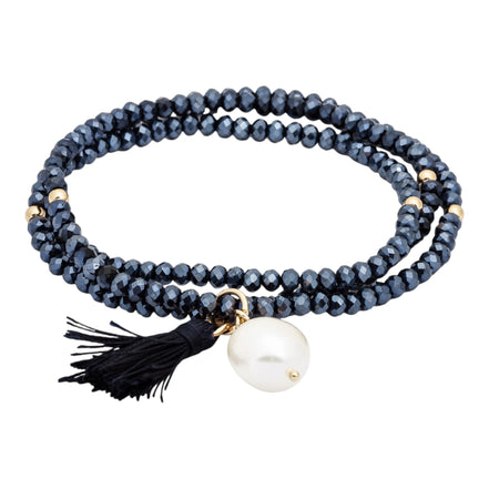 Armband mit Perle dunkelblau goldfarben