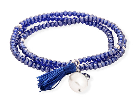 Armband mit Perle dunkelblau silberfarben