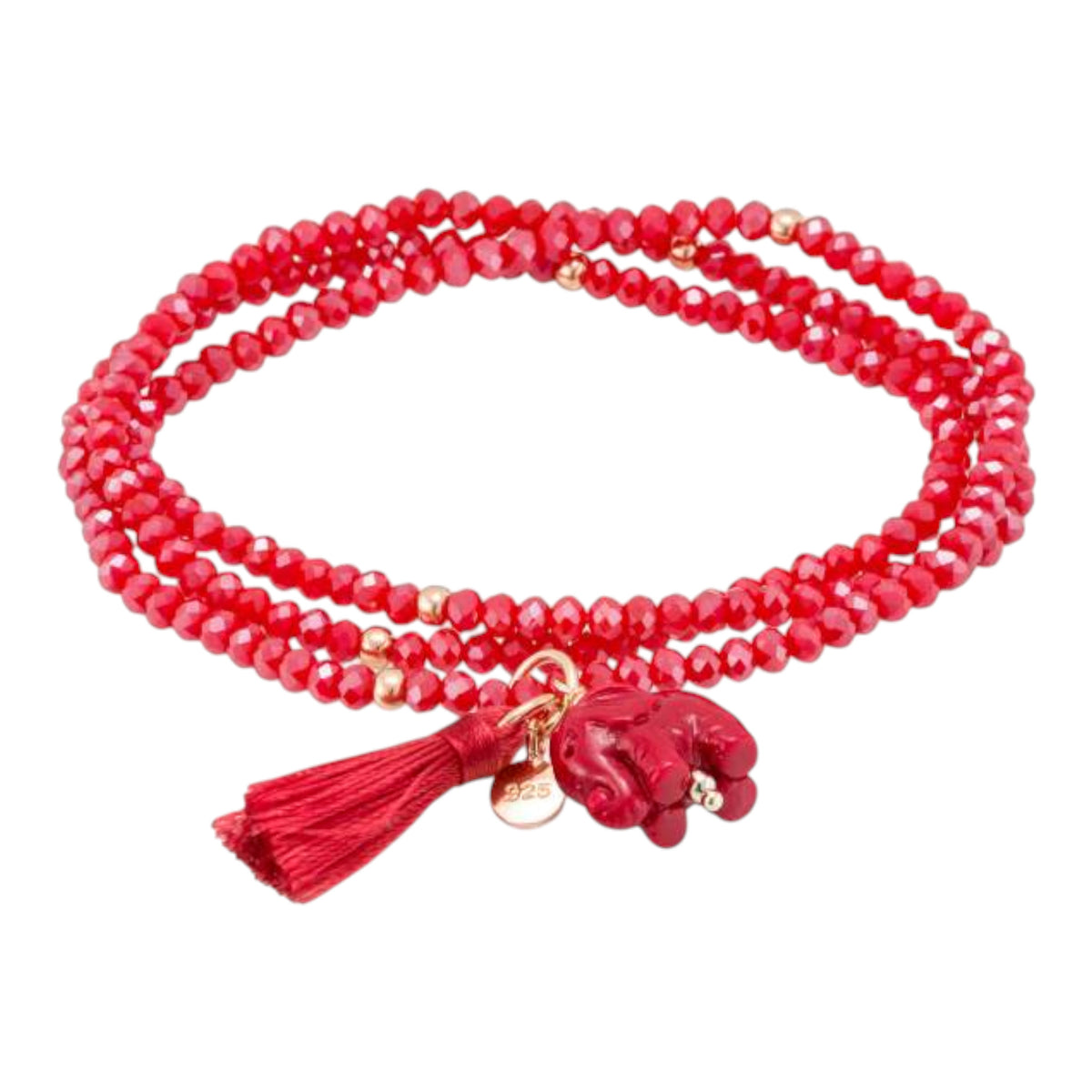 ZEN ROT Armband mit Elefant aus Harz
