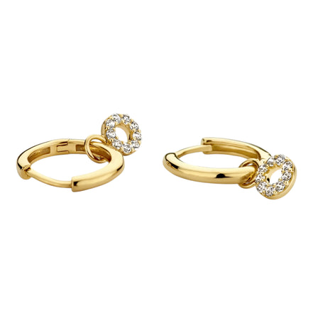Ringförmige Ohrring-Anhänger aus 585er Gold mit Zirkonia