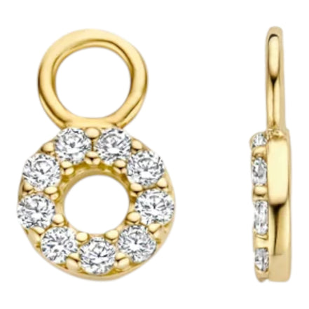 Ringförmige Ohrring-Anhänger aus 585er Gold mit Zirkonia